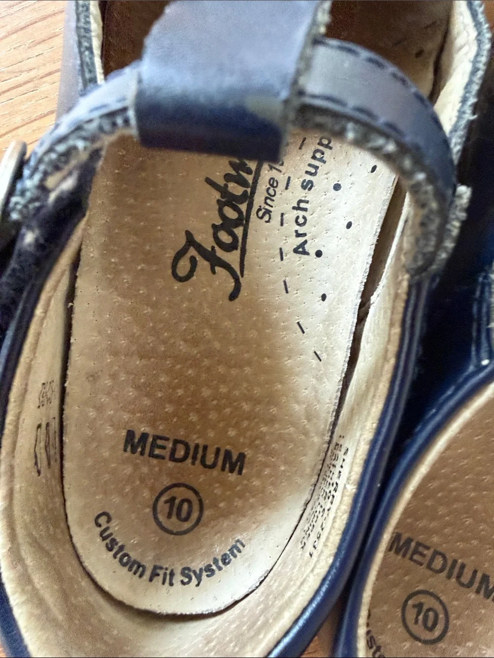 FootMates Navy T-Strap Leather Kids Dress Shoes